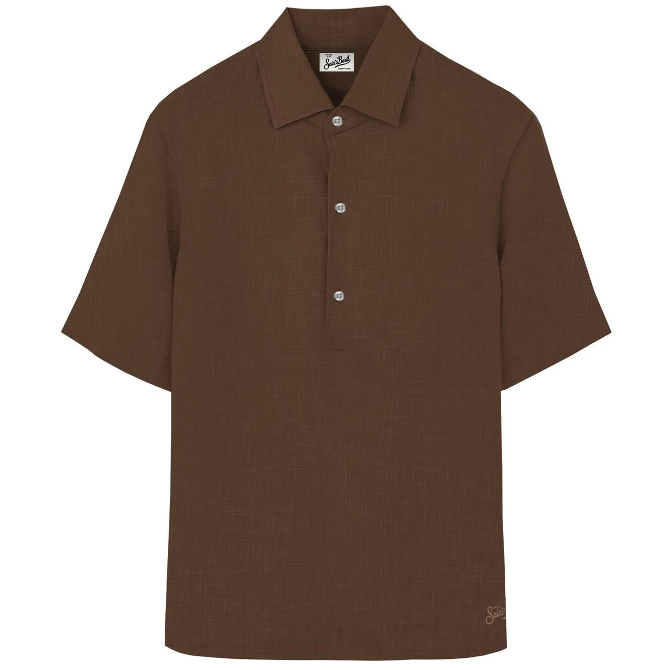 MC 2 SAINT BARTH Polo   RAPHAEL POLO LINEN 18 BROWN 